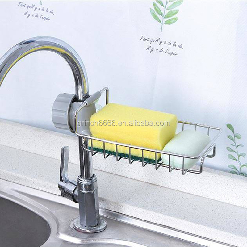 Stainless Steel Sink Faucet Hanging Storage Rack Storage Holder Sponge Bathroom Kitchen Shelf Drain Dry Towel Organizer