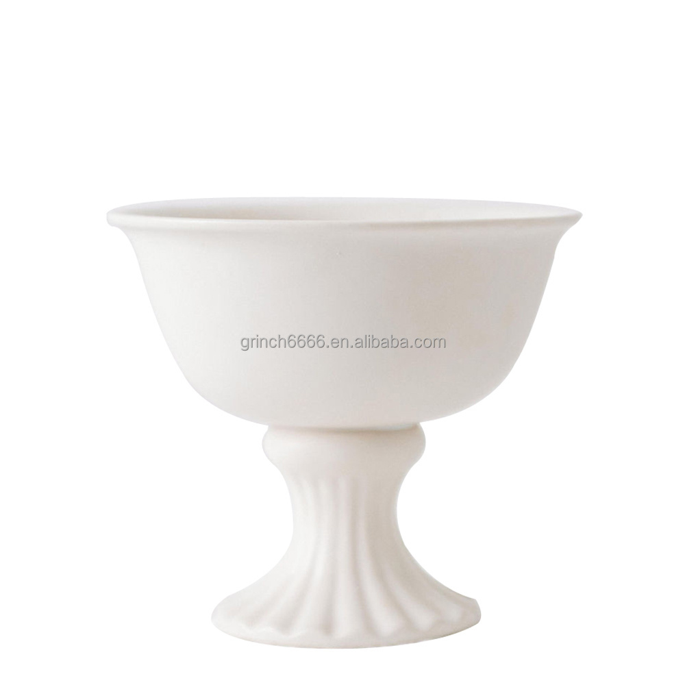 Ceramic Floral Vessel Cream Compote Pedestal Vaseware Floral Stands Ceramic Compote Vase