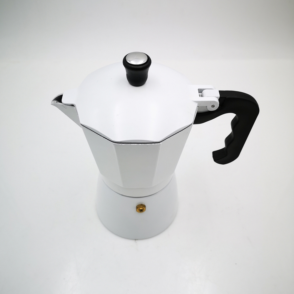 2024 Professional Manufacture Stovetop travel Moka Pot White Espresso Coffee Maker portable Stovetop Espresso Maker