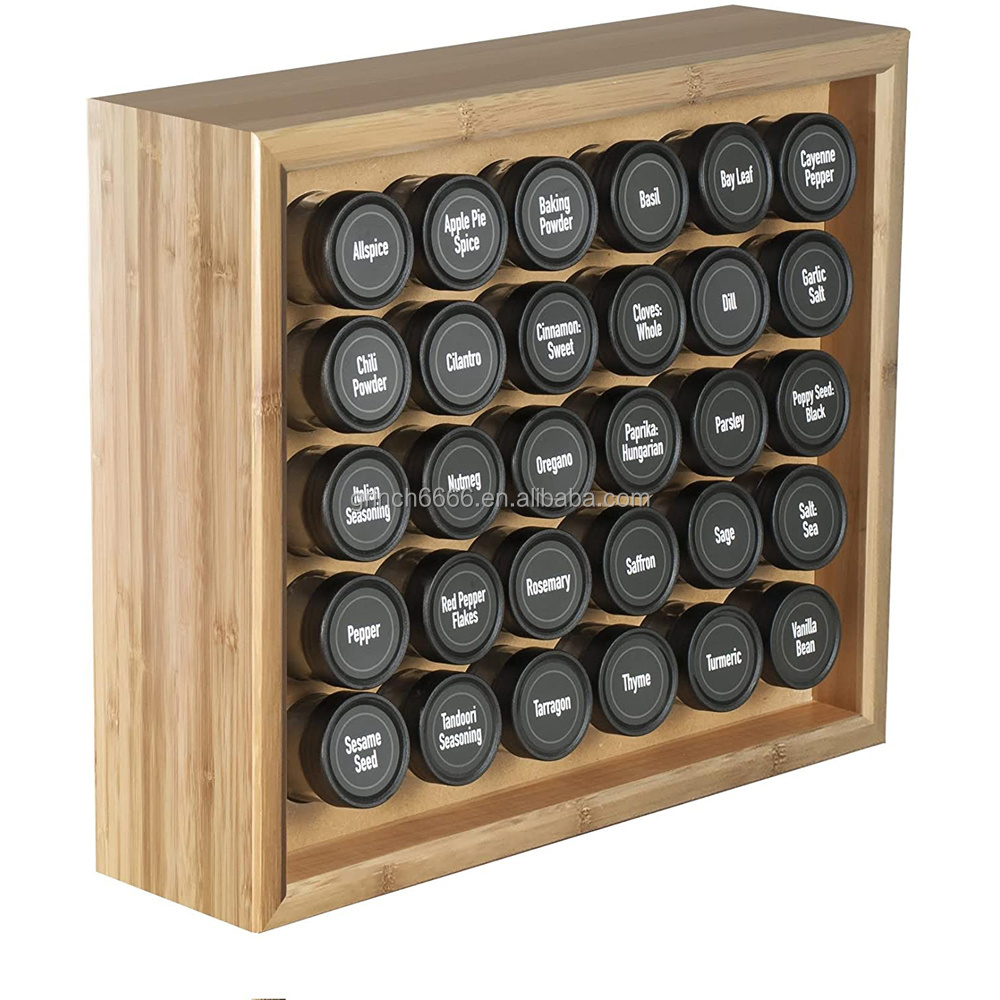 2021 Wall Mounted 6-tier Bamboo Spice Storage Shelf Bottle Jar Display Cube Spice Rack Holder Organizer