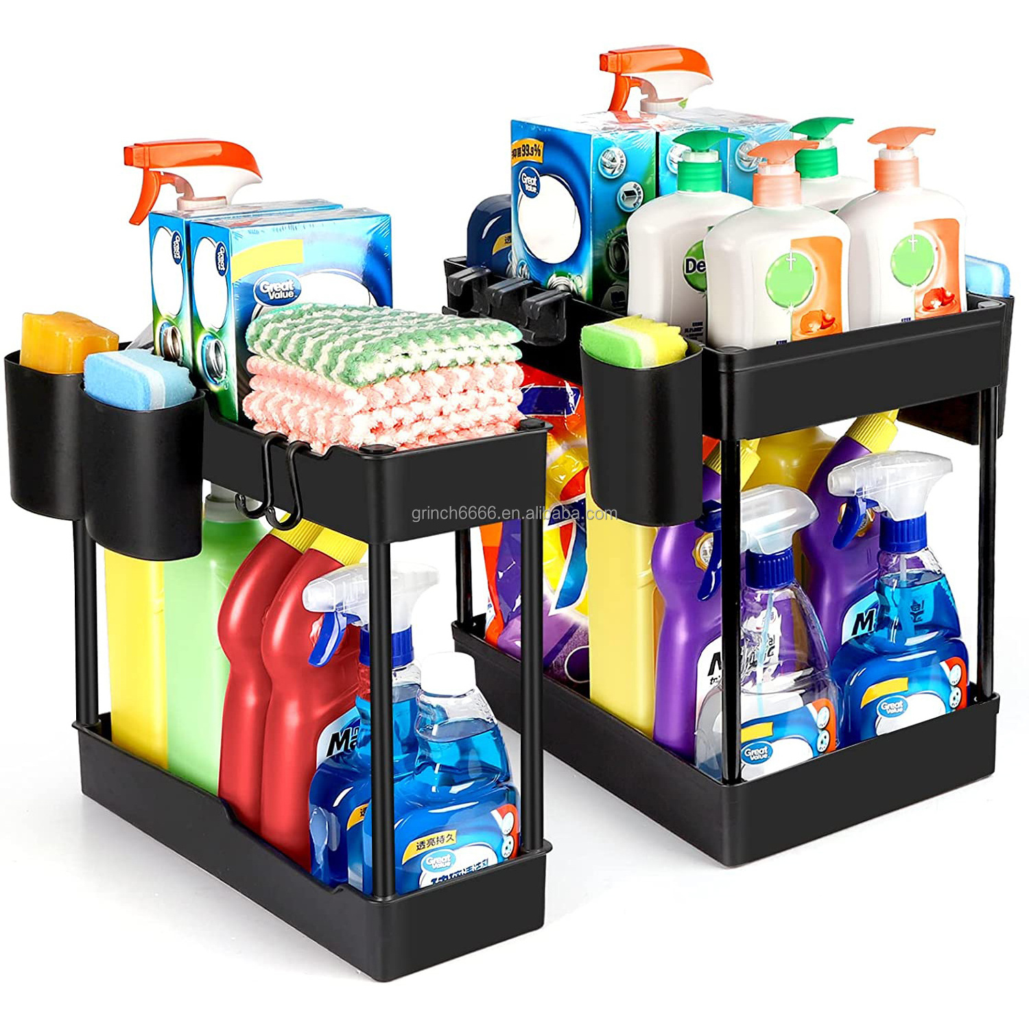 Under Sink Organizer Stackable Kitchen Sink Storage 2 Tier Bathroom Under the Sink Organizers Multi-Usage Cabinet Organizer