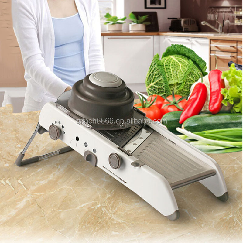 Safe Hands Interchangeable Blade Adjustable Mandolin Slicer,304 Stainless steel slicer mini mandoline slicer