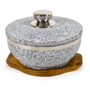 Korean Style Granite Stone Dolsot Bowls korean Haradha Stone Bowl with Stone Lid new year decor 2023