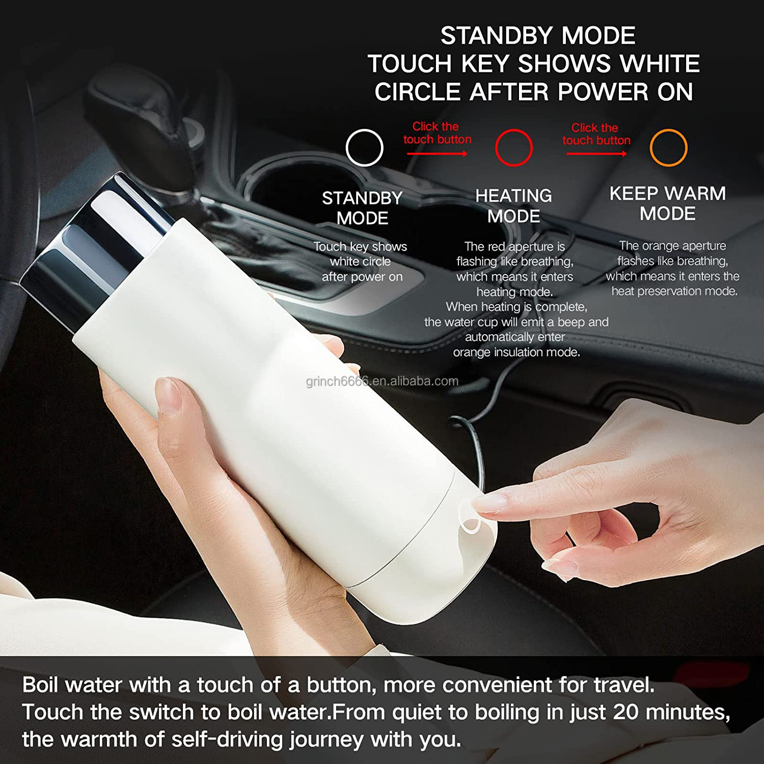 12v car portable electric kettle smart car kettle with smart APP temperature control With Automatic Shut off & Keep Warm