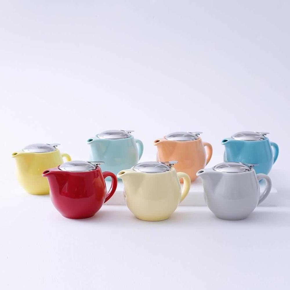 color Modern design handle ceramic white color tea pot with infuser