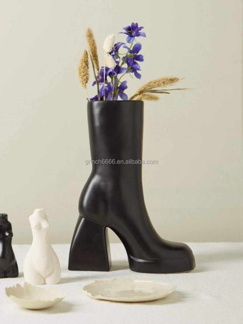 high heel Shoe flower Vase Boot Vase Sculptural ceramic vase