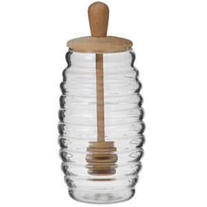 280ml Glass Bee Honey Pot with Dipper honey jar dispenser