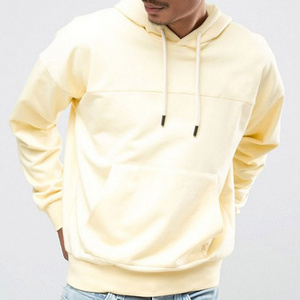 Fleece Boyfriend Hoodie in Pastel Light Yellow Hoodies Solid Color Pullover Tops Loose Hooded Sweatshirt with Pocket