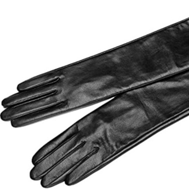 Womens Long Leather Gloves Winter Touchscreen Opera Evening Dress Driving Gloves Long Black Leather Opera Gloves Vintage Pattern