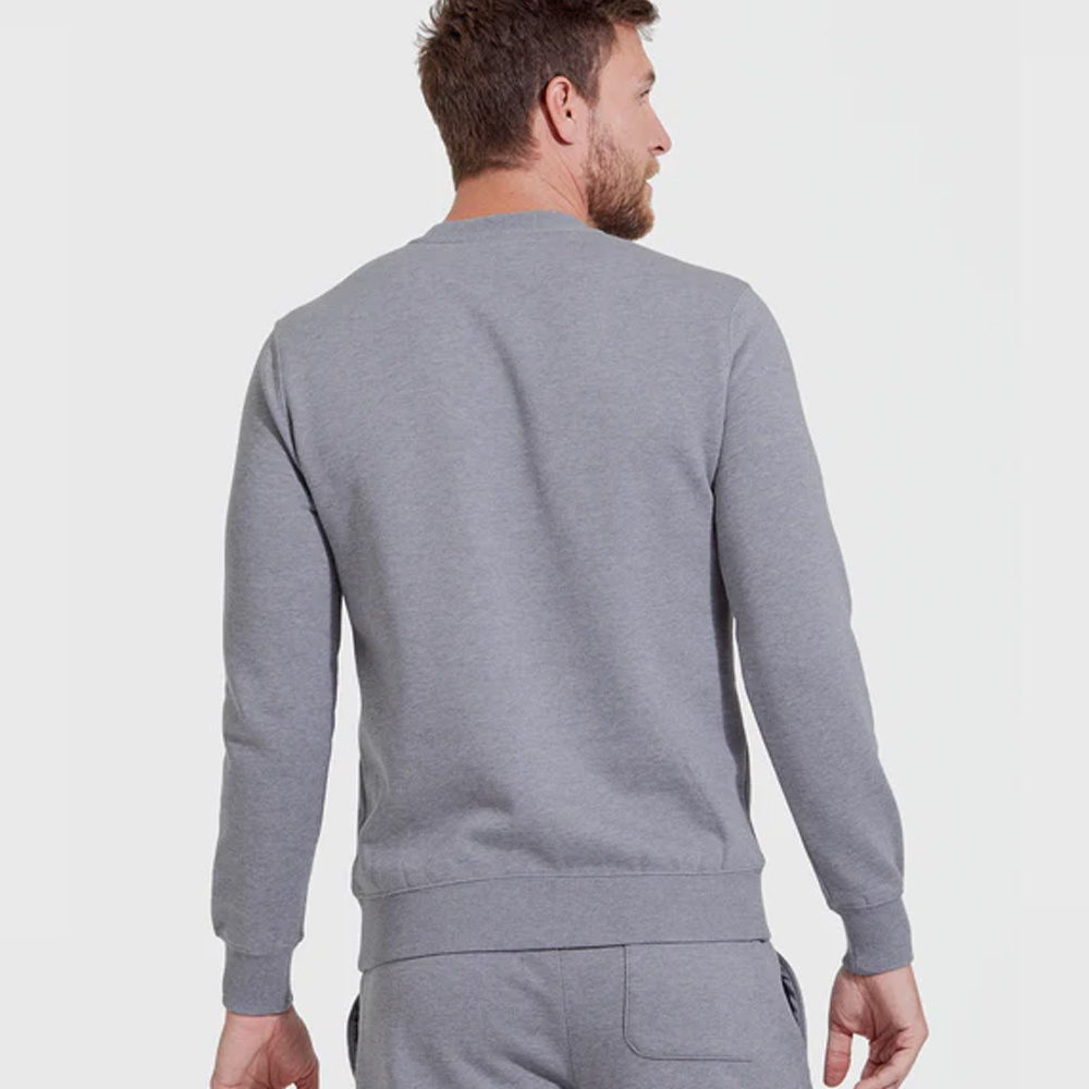 LIGHT GREY MERINO CREW NECK, ELBOW PATCH - STENSTROMS BELLA CANVAS SPONGE FLEECE HEATHER GRAY SWEATSHIRT PULLOVER SWEAT SHIRTS