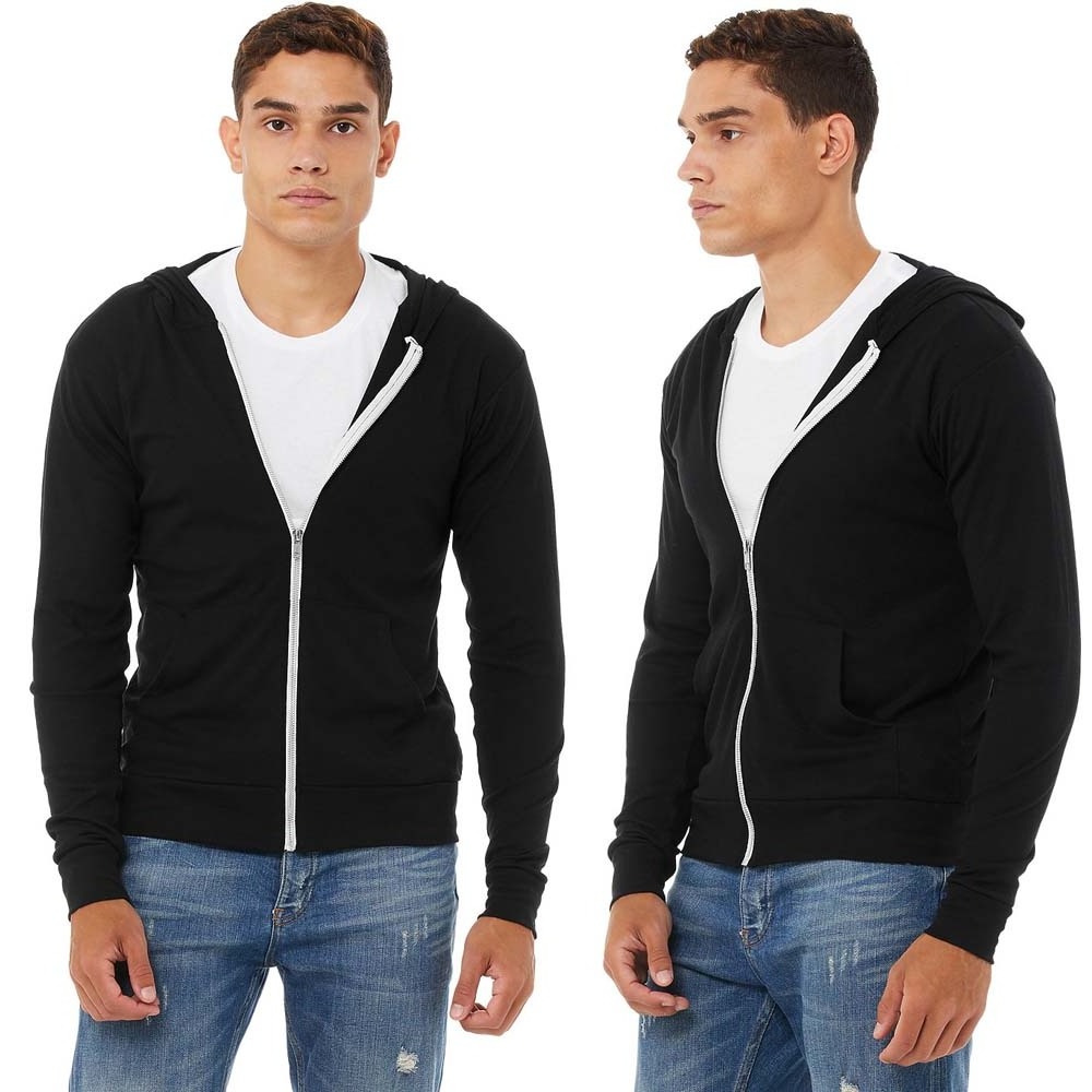 Fashion classic men's fleece hoodie lightweight unisex full zip up hooded fine jersey light weight long sleeve hoodies