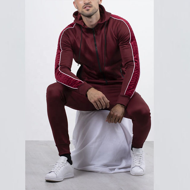 Best Fitted Maroon zipper hoodie trouser tracksuits sets