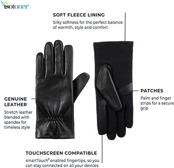 Womens Long Leather Gloves Winter Touchscreen Opera Evening Dress Driving Gloves Long Black Leather Opera Gloves Vintage Pattern