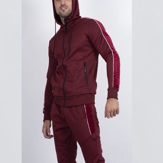 Best Fitted Maroon zipper hoodie trouser tracksuits sets