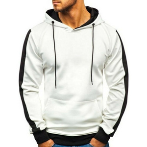 White pullover fabric men fashion hoodie/slim fit full sleeve sweatshirt hoodie/sleeve black stripe men fashion hoodies