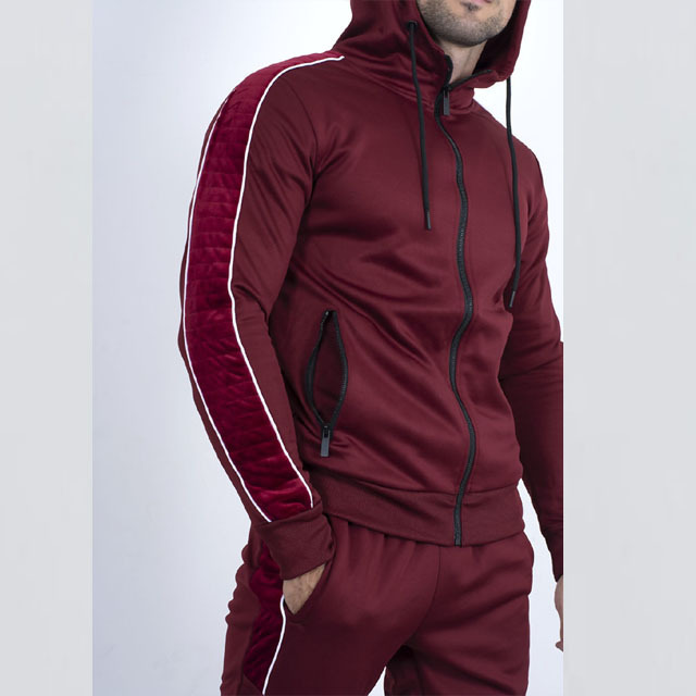 Best Fitted Maroon zipper hoodie trouser tracksuits sets