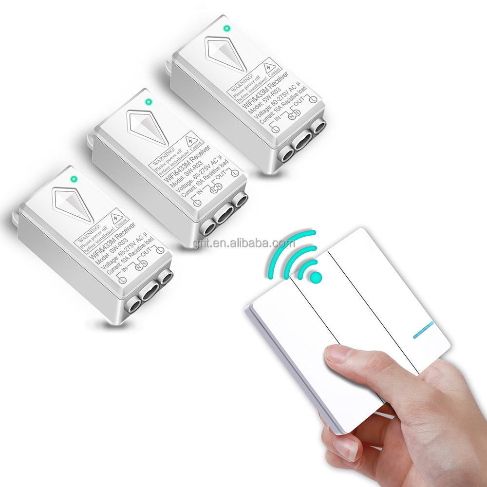 IP66  Wireless switch Control 6 major patents 600ft remote control range 3 gang smart light switch wifi alexa tuya smart switch