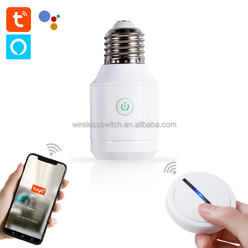 Tuya Smart WiFi Light Socket Adapter Kit E26/E27 Smart Socket with On-Off Light Switch App Control Screw Style for LED Bulbs