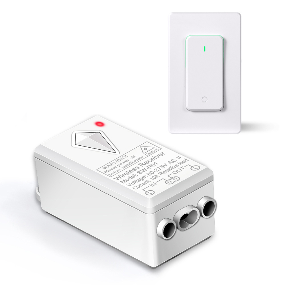 IP66 Wireless Mini Remote Wall Switch Kit Single Pole 10A Max. Current No Wiring Needed IP66 Light Switch without WiFi