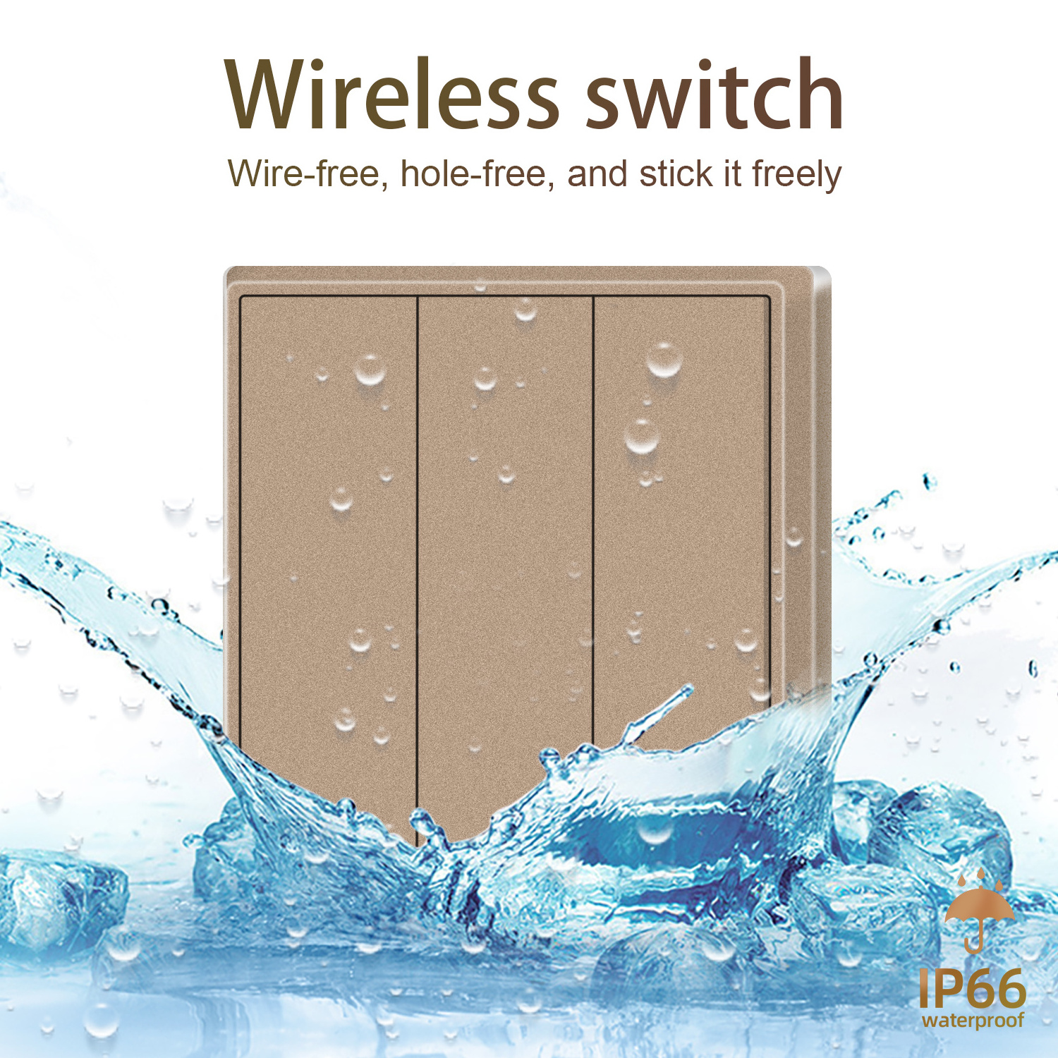 IP66 Waterproof Wireless 3-Way Light Switch Mini Receiver 3-Gang 200m Remote Control Range 10A Max. Current Wall Switches