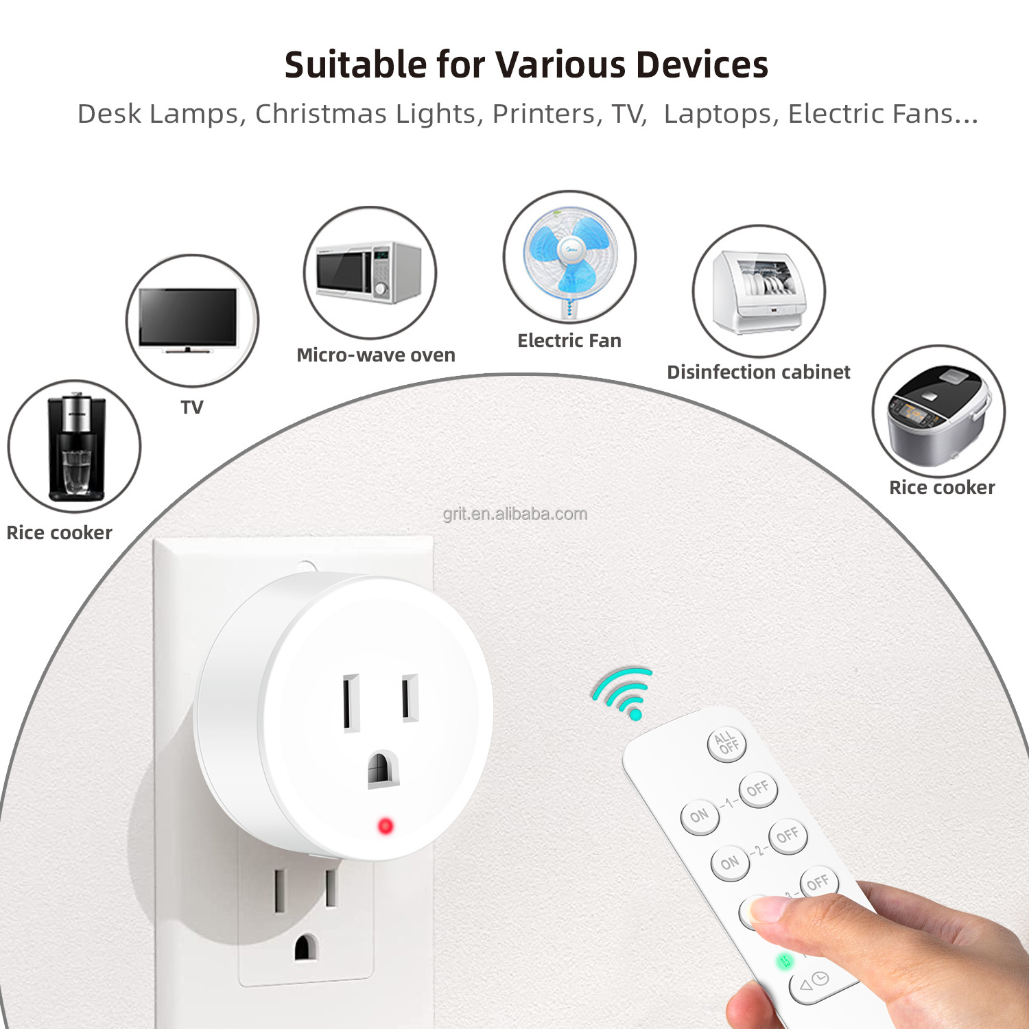 UL Certified 100FT Long Range Wireless Remote Control Outlet Plug Timer Wireless Switch Plug Household Appliances Christmas