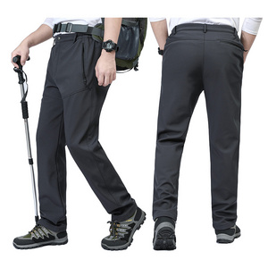 Men's Waterproof Outdoor Sports Pants Breathable Thick Warm Soft Shell Fleece Trousers Hiking Cargo Pants for Men Plus Size