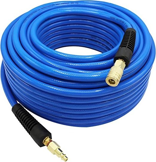 PVC Air Hose 3/8-Inch by 100-Feet 300 PSI Heavy Duty Lightweight Kink Resistant with 1/4-Inch Industrial Quick Coupler Fitting