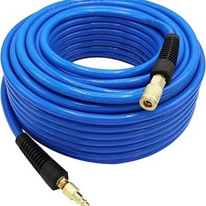 PVC Air Hose 3/8-Inch by 100-Feet 300 PSI Heavy Duty Lightweight Kink Resistant with 1/4-Inch Industrial Quick Coupler Fitting