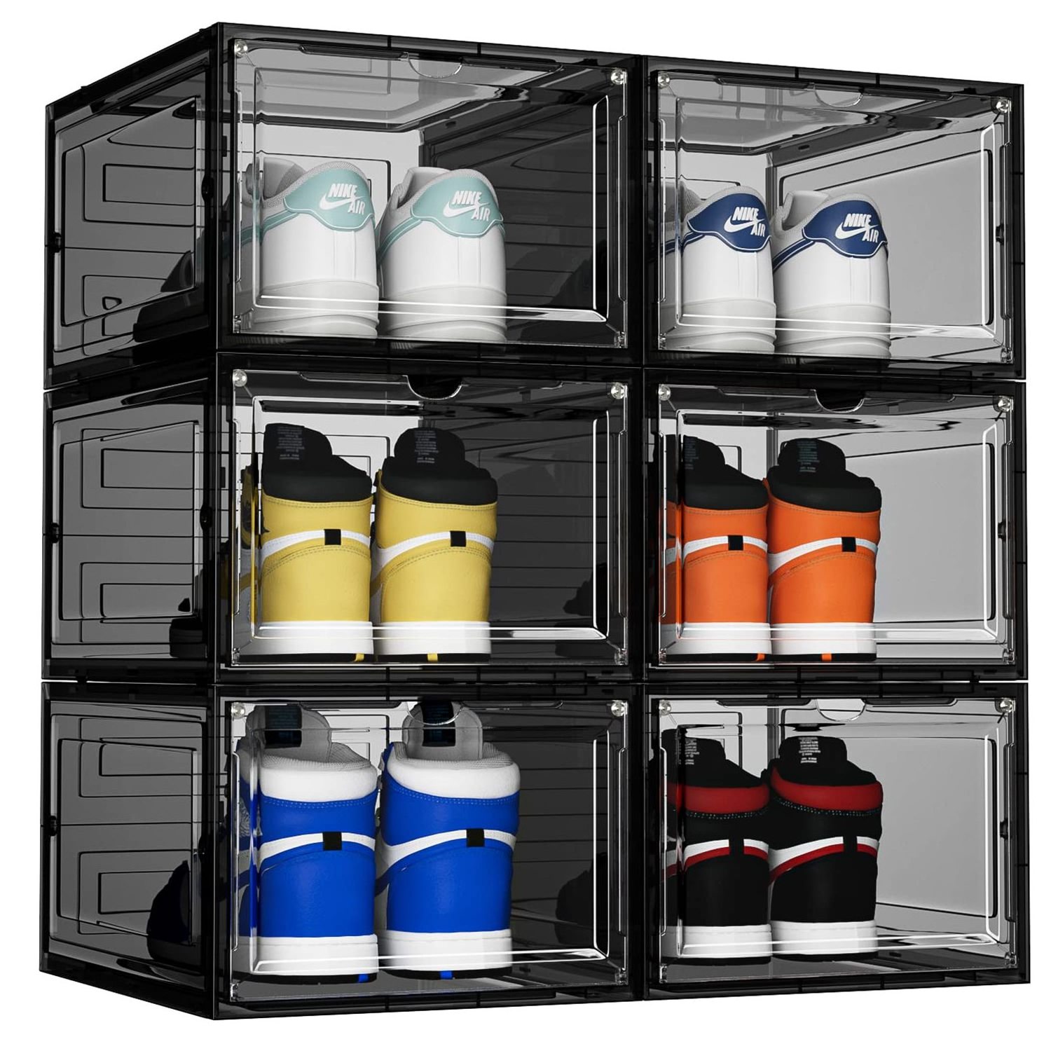 Stackable Shoe Storage Box Shoe Organizer for Closet Space Saving Foldable Shoe Sneaker Containers Bins Holders