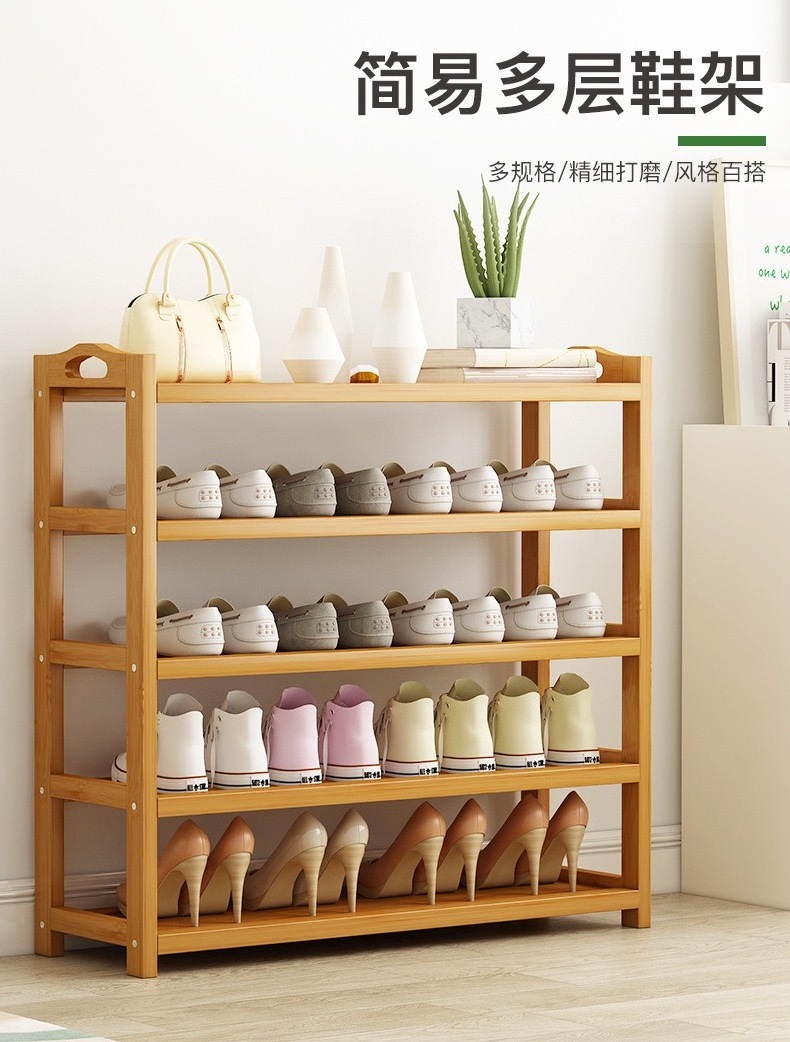 High Quality Eco-friendly Bamboo Wooden Display Racks for Shoe Rack  4 tiers