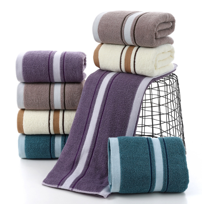 Striped Cotton Towel Set Large Thick Bath Towel Bathroom Face Shower Towels For Adults