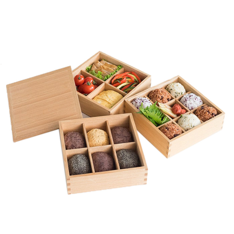 Wooden lunch box with wood lid eco friendly japanese lunch box bento lunch box sushi food container