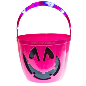 Factory price cheap  LED halloween flashing light up pumpkin Candy pumpkin bucket for Halloween decor kids