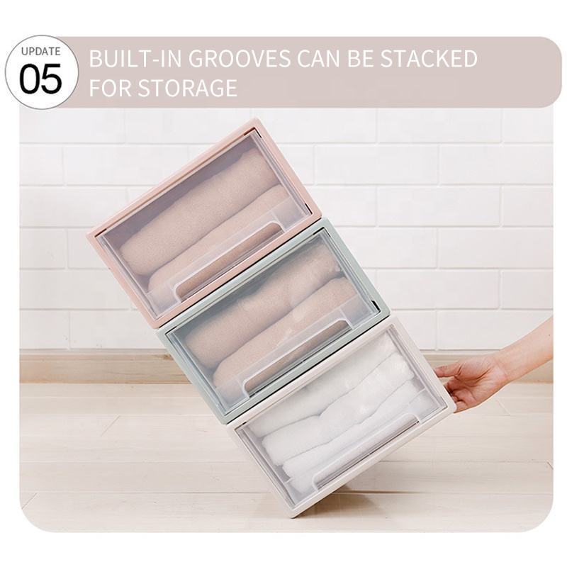 3 Packs Cloth Toy Wardrobe Plastic Drawer Organizer Stackable Storage Drawers Cabinet For Clothes Plastic