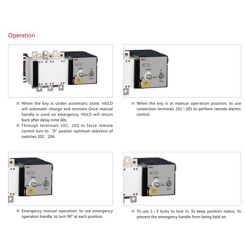 200 Amp 1600A 4P 3 Phase Automatic Transfer Switch (ATS) 125A Capacity 4P Change over Switch