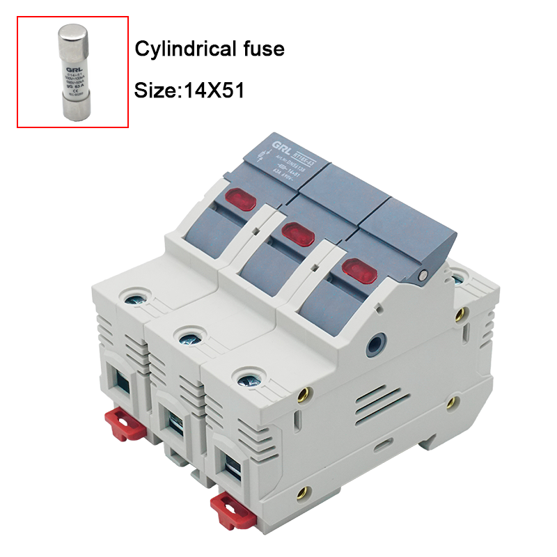 GRL 3P 14X51 Fuse Holder AC RT18X-63-3P Fuse Holder siba fuse Fast Blow Ceramic RO16 DIN Rail Moun 14x51MM 500V