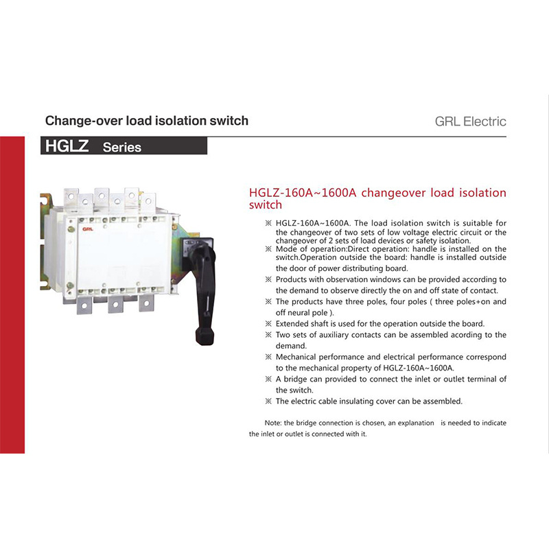 HGLZ1 Isolation Switch Type of Change Over Switch /changeover manual disconnector disconnect switch