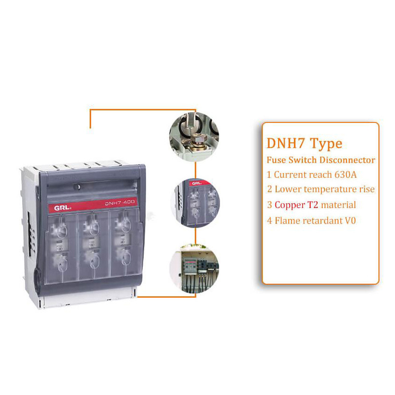 DNH7 HRC NH Fuse Switch Disconnector Plastic DC Fuse with 125A Max. Current and 380V Max. Voltage Includes Knife Switch