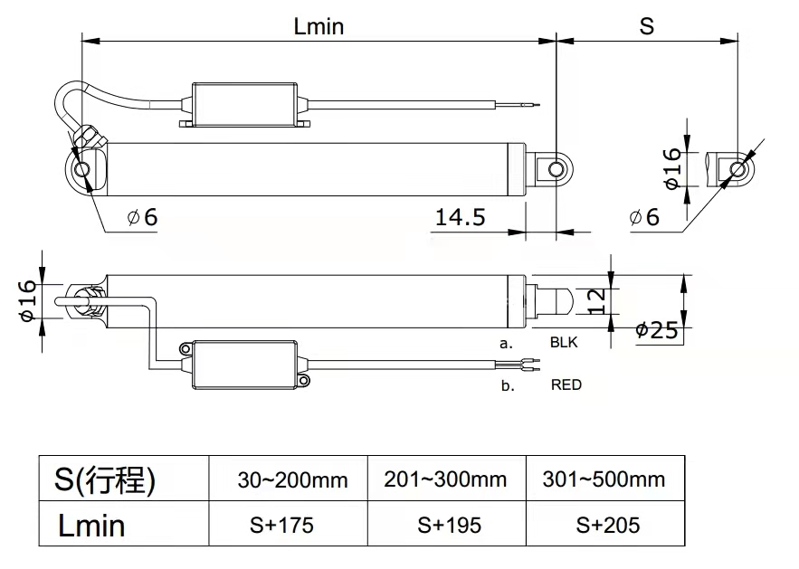 12/v dc motor tubular mini electric linear actuators 50kg