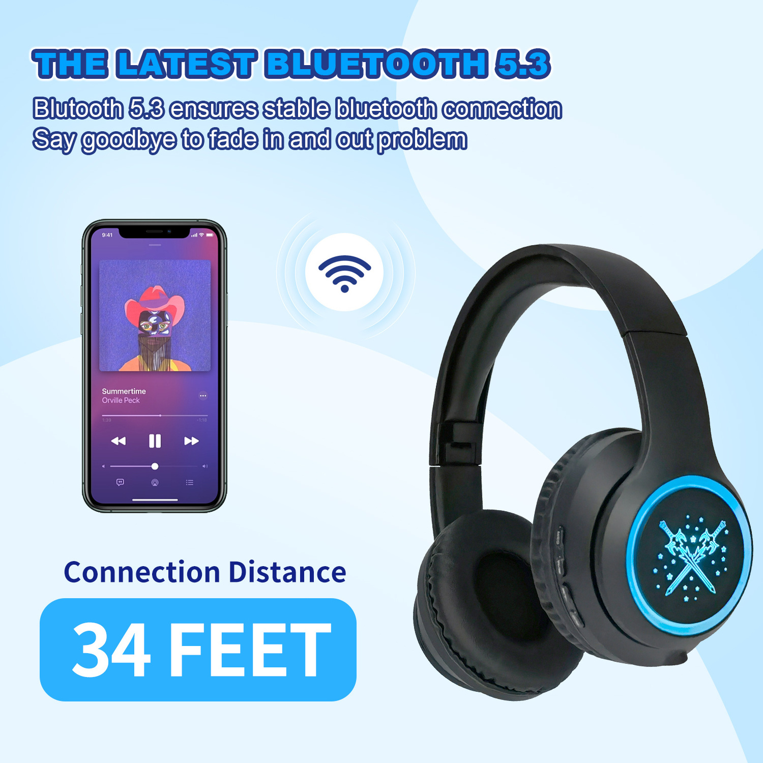 Factory  Gaming with LED Sword  light up headphones for Mobile Computer Wireless Bluetooths Headphones Gamer