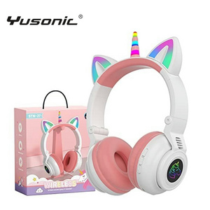 YUSONIC Unicorn Kids Headphones for Girls, wireless  Foldable for Girls Toddlers Tablet/ pad/Amazon fire,Light Up Birthday Gifts