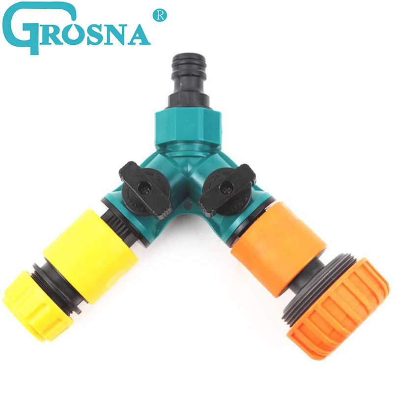 Hose Connector with Control Valve 2 Way Garden Hose Splitter Plastic 3/4 inch Hose Pipe Adapter y type Water Diverter Valve