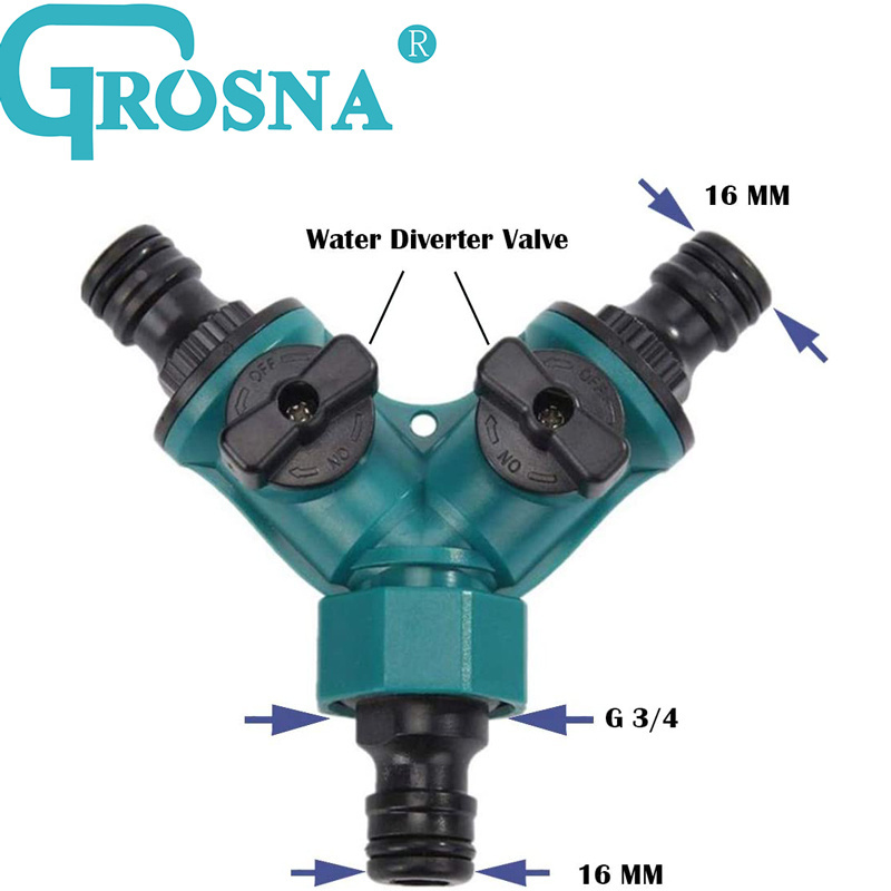 Hose Connector with Control Valve 2 Way Garden Hose Splitter Plastic 3/4 inch Hose Pipe Adapter y type Water Diverter Valve