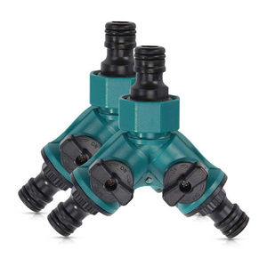 Hose Connector with Control Valve 2 Way Garden Hose Splitter Plastic 3/4 inch Hose Pipe Adapter y type Water Diverter Valve