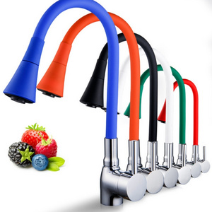 Colorful universal tube extended silicone rubber tube two speed spray hot and cold water kitchen sink faucet