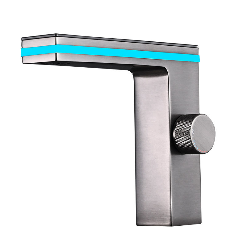 Hydroelectric atmosphere light LED basin faucet copper main body washbasin intelligent digital display hot and cold faucet