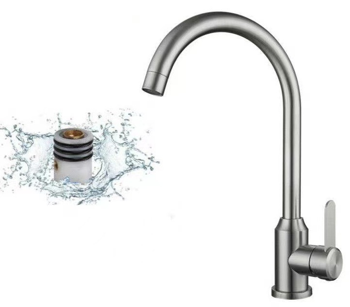 New product 304 stainless steel kitchen faucet hot and cold brushed ball rotating sink sink faucet