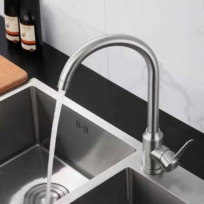 New product 304 stainless steel kitchen faucet hot and cold brushed ball rotating sink sink faucet