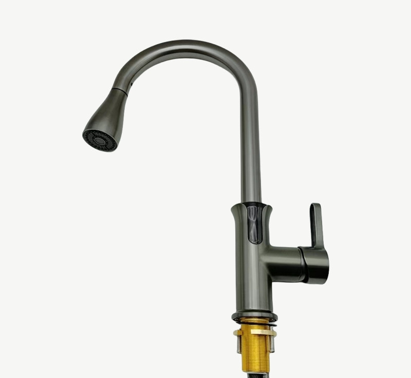 Factory sell with temperature atmosphere lamp display small waist water 360 degree flexible rotating kitchen pull-out  faucet