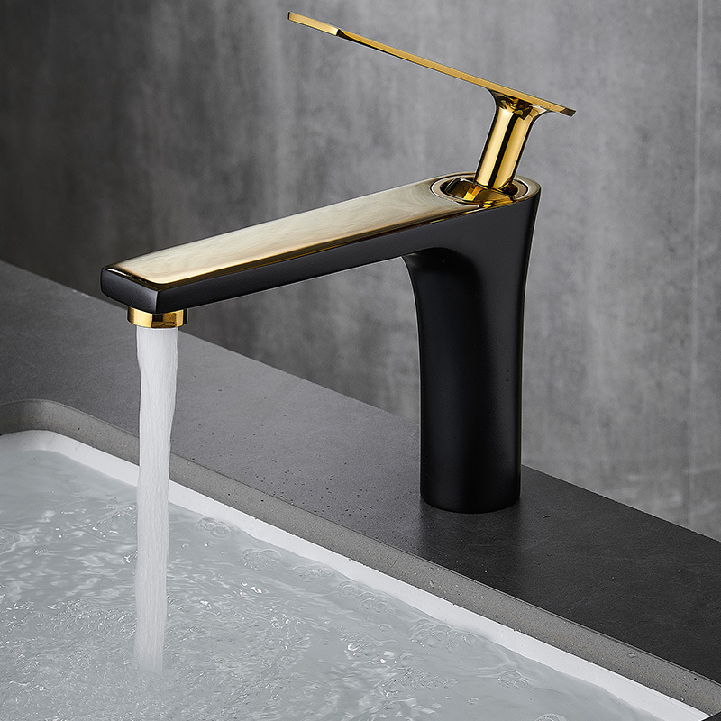 Brass black basin Hot and cold water faucet Wash basin counter top basin Bathroom  extended faucet